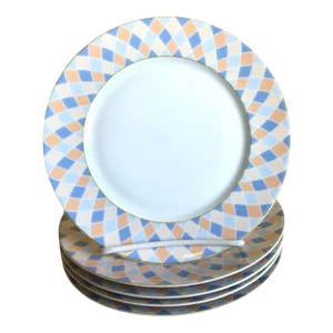 Lot of 5 Haviland Limoges France Arlequin Pattern Daimond Round Salad Plates