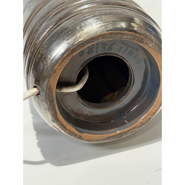 Large Stoneware Table Lamp in Silver Glaze by Bitossi for Bergboms, 1970s For Sale - Image 14 of 15