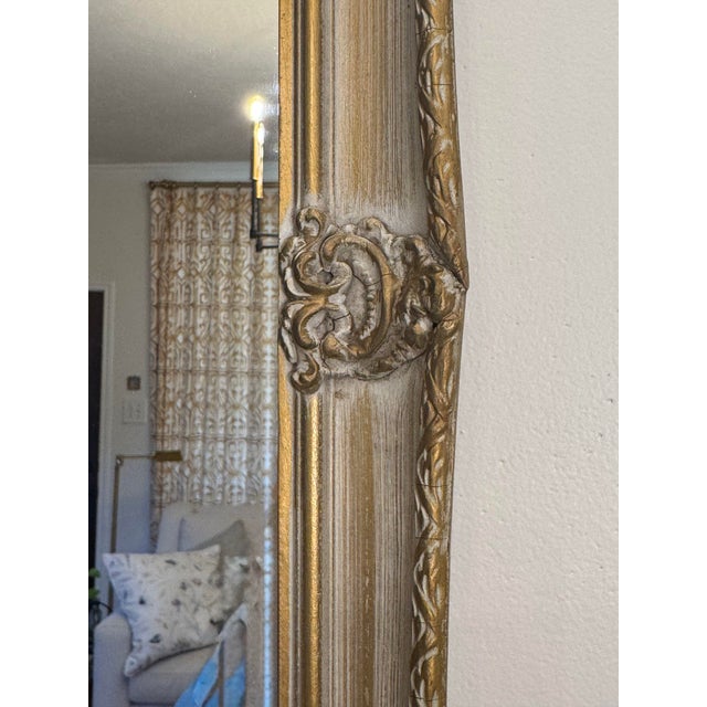 Vintage French Provincial Soft Gold Solid Wood Wall Mirror For Sale - Image 10 of 12