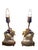 Delightfully romantic, this charming pair of antique French porcelain boudoir lamps features beautifully modeled courting...