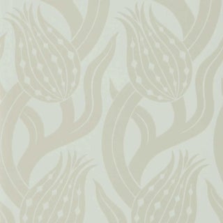 Zoffany Persian Tulip Wallpaper in Silver For Sale