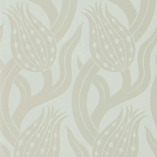 Zoffany Persian Tulip Wallpaper in Silver For Sale