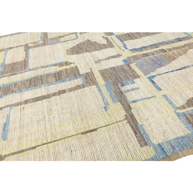 10 X 13 Modern Moroccan Wool Rug With Abstract Geometric Design, Earthy Tones For Sale In New York - Image 6 of 11