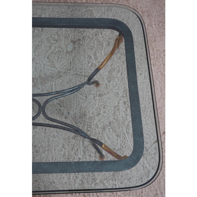 Regency Iron Swan Base Glass Top Coffee Table For Sale - Image 12 of 13