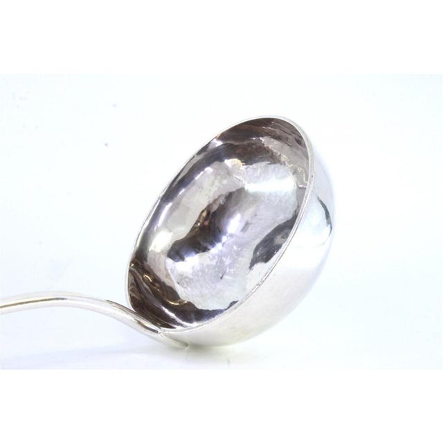 Silver Soup Ladle with Guilloche Handle and Monogram Card For Sale - Image 3 of 8