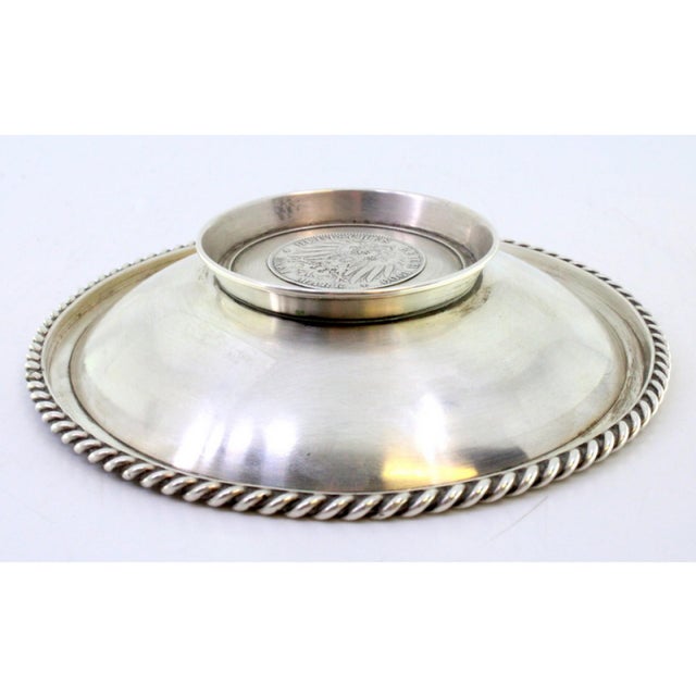 Silver Bowl with Cord-Shaped Surround and Central German Coin For Sale - Image 4 of 7