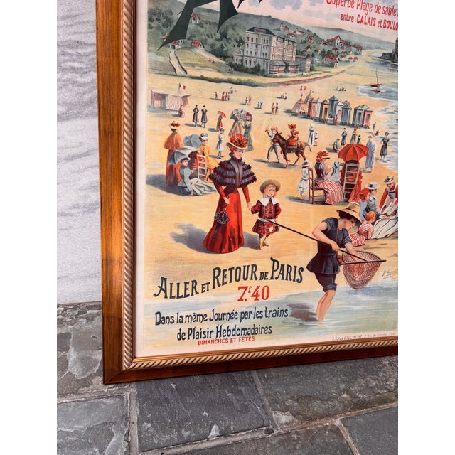 Printmaking Materials Large French Color Lithograph Poster Advertising Seaside Railway Travel For Sale - Image 7 of 11