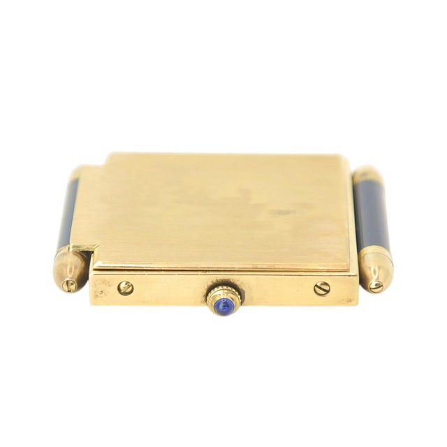 Folding Quartz Movement Alarm Clock in Gilt Metal and Blue Enamel from Cartier, 1980s, Set of 2 For Sale - Image 10 of 14