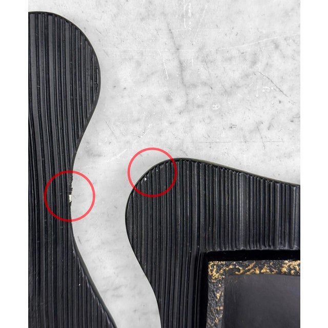 Mid-Century Asian Black Chalkware Amoebic Wall Hanging Sculptures - A Pair For Sale - Image 10 of 10