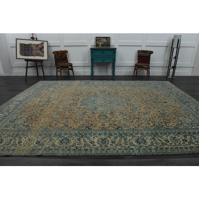 Orange 1970s Vintage Persian Handknotted Wool Orange Oversize Area Rug For Sale - Image 8 of 11