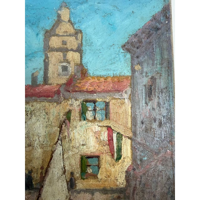 Textile Early 20th Century Late Impressionist Italian Canal For Sale - Image 7 of 10