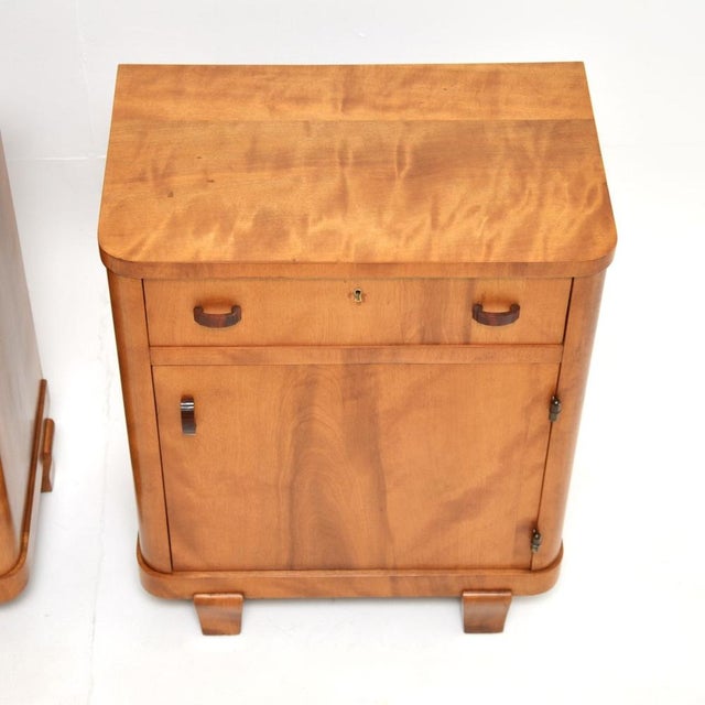 Brown Swedish Art Deco Walnut Nightstands, 1930, Set of 2 For Sale - Image 8 of 13