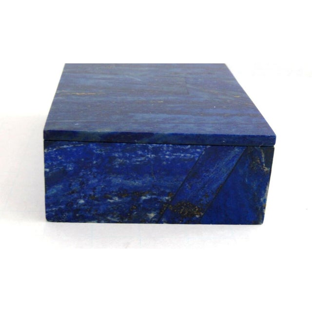 Lapis Lazuli Trinket Box With White Marble Core Expertly Handcrafted Blue Gemstone Jewelry Keepsake For Sale - Image 4 of 7