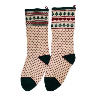Vintage Wool Christmas Stockings - a Pair For Sale