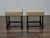 English Pair of 19th-Century English Barley Twist Hardwood Stools with Linen Upholstery For Sale - Image 3 of 8