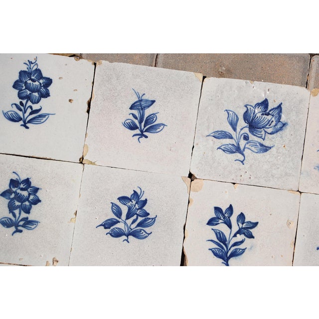 18th Century Antique 18th Century Portuguese Faience Tiles With Delicate Botanical Designs Set of 27 For Sale - Image 5 of 18