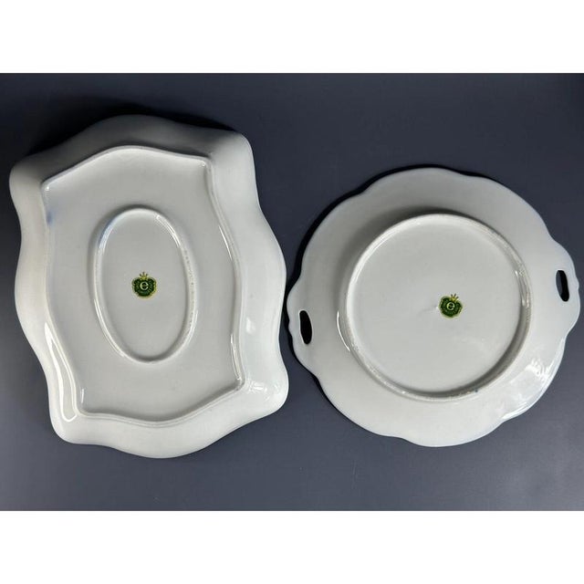 French Cobalt Blue Plates with Flowers from Limoges, 1950s, Set of 2 For Sale - Image 9 of 11