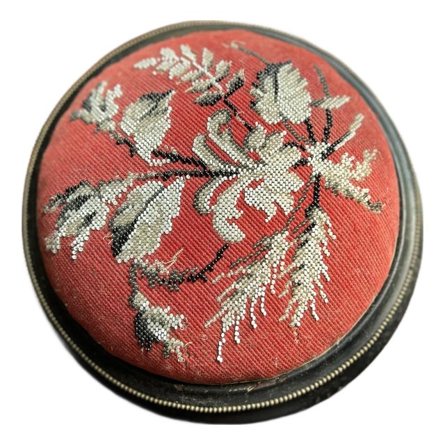 Antique Needlepoint Footstool For Sale