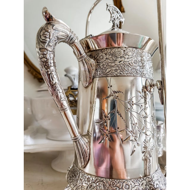Rare Monumental Victorian c.b. Barker Quadruple Plate Water Set With Original Stand & Matching Goblet For Sale - Image 10 of 16