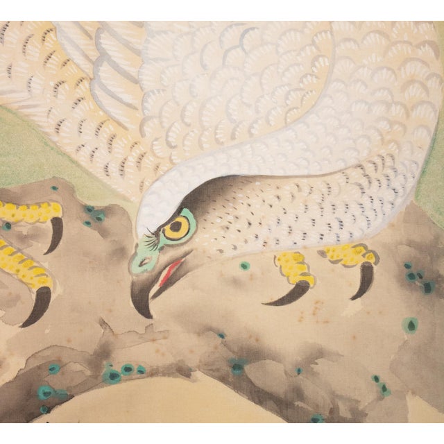 Paint Nishii Shōdō "White Hawk on a Pine Tree", Late Meiji to Early Showa Large Scroll Painting For Sale - Image 7 of 18