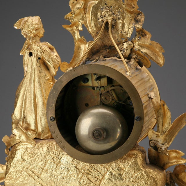 Goldenrod Parisian Table Clock in Gold Antimony For Sale - Image 8 of 11