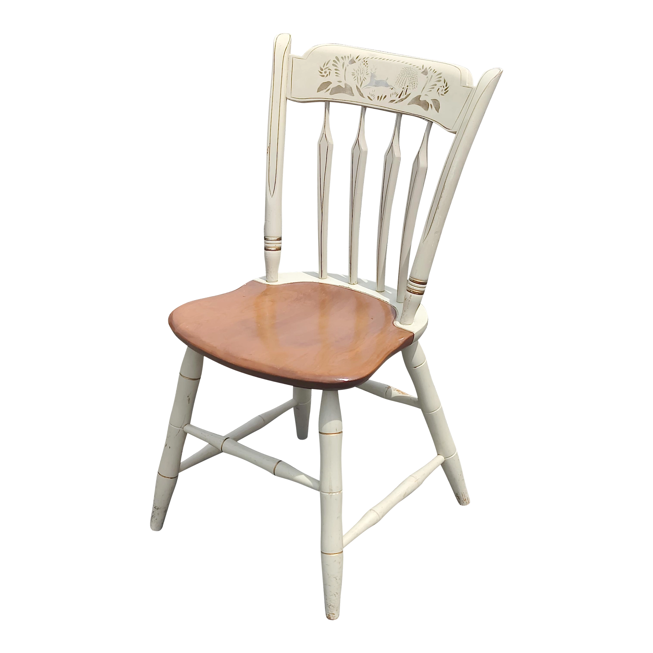 Mid 20th Century Vintage Ethan Allen Stenciled Windsor Side Chair