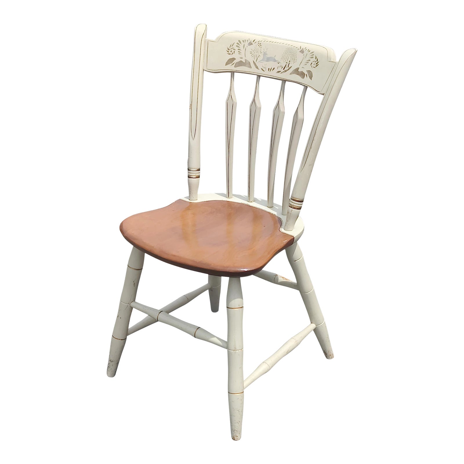 Mid 20th Century Vintage Ethan Allen Stenciled Windsor Side Chair