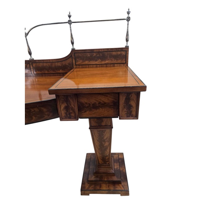 Late 19th Century Late 19th Century Monumental Antique English Regency Revival Flame Mahogany Executive Desk For Sale - Image 5 of 12