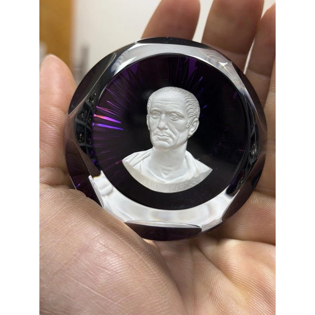 Franklin Mint 1976 Baccarat France Julius Caesar Purple Sulphide Paperweight For Sale - Image 13 of 14