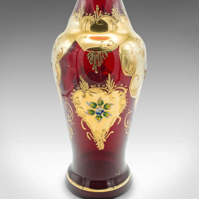 1970s Vintage Venetian Show Vase, Italian Art Glass, Gilt, Decorative Flower Urn For Sale - Image 10 of 11