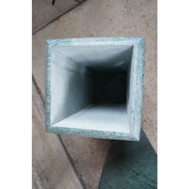 Teal Late 20th Century Green Marble Copper Lined Hotel Lobby Trash Can Ashtray Stands- Set of 2 For Sale - Image 8 of 12