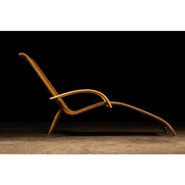 Vintage Wicker and Rattan Chaise Lounge by Pier 1 For Sale - Image 4 of 12