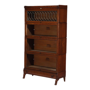 Lundstrom Arts & Crafts Mission Oak & Leaded Glass Barrister Bookcase C1920