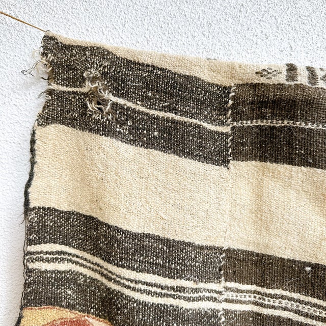 African Vintage Fulani Handwoven African Textile 38x92″ Rustic Tribal Blanket For Sale - Image 3 of 9