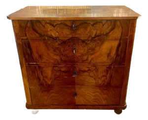 19th C. Biedermeier Black Walnut Chest
