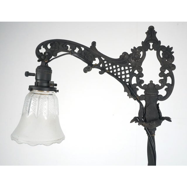 Early 20th Century Restored Victorian Wrought Iron Bridge Floor Lamp For Sale - Image 11 of 15