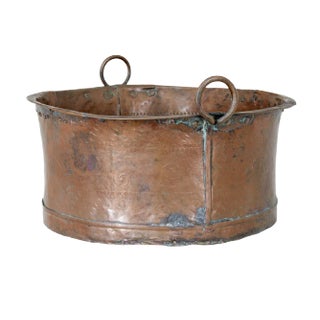 Antique Embossed Cooking Pot in Brass and Copper For Sale