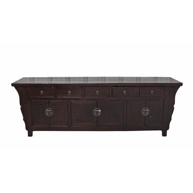 Chinese 93" Long Antique Chinese 5 Drawer Buffet Sideboard Cabinet For Sale - Image 3 of 11