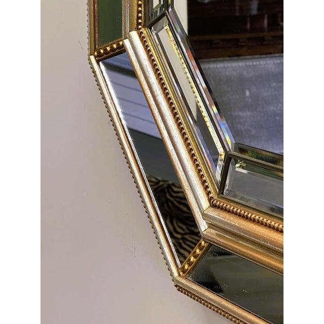 Gold Neoclassical Octagonal Bevelled Mirror by De Knudt, Belgium, 1980s For Sale - Image 8 of 12