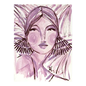Cocoa Line Art - Soft Neutral Purple Abstract Figurative Portrait Original Artwork by Lindsey McCord