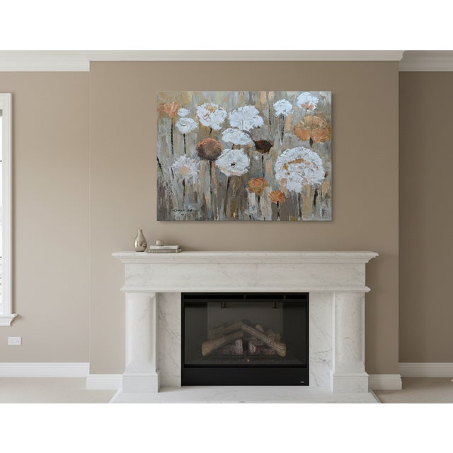 Large Sized Coral Flowers Painting on Canvas For Sale In Atlanta - Image 6 of 7