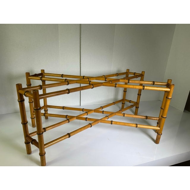 1970s 1970s Attributed to Baker Regency Faux Bamboo Rectangular Glass and Brass Coffee Table For Sale - Image 5 of 11
