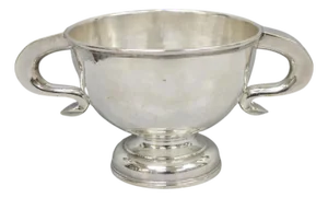 Antique Regency Silver Plated Thick Twin Handle Hand Hammered Trophy Cup Bowl