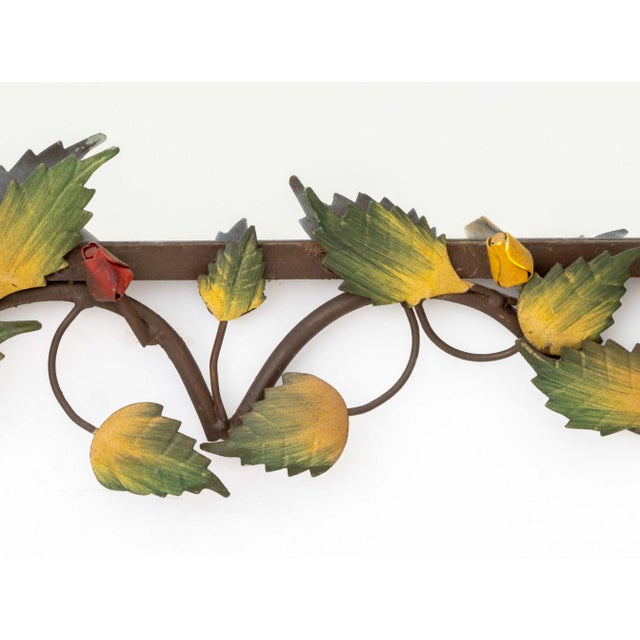 Floral Tole Painted Framed Mirror For Sale - Image 4 of 7