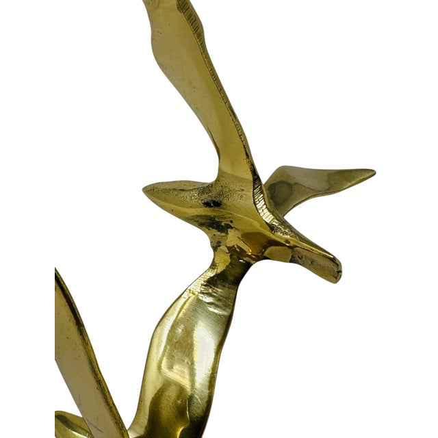 Brass Mid-Century Modern Brass and Marble "Birds in Flight" Table Sculpture, Attributed to C. Jeré For Sale - Image 8 of 12