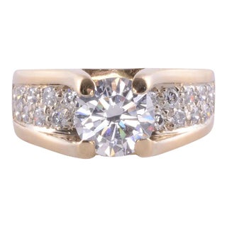 1990s 1.52 Carat VS2 Center Diamond Ring Size 7.5 For Sale