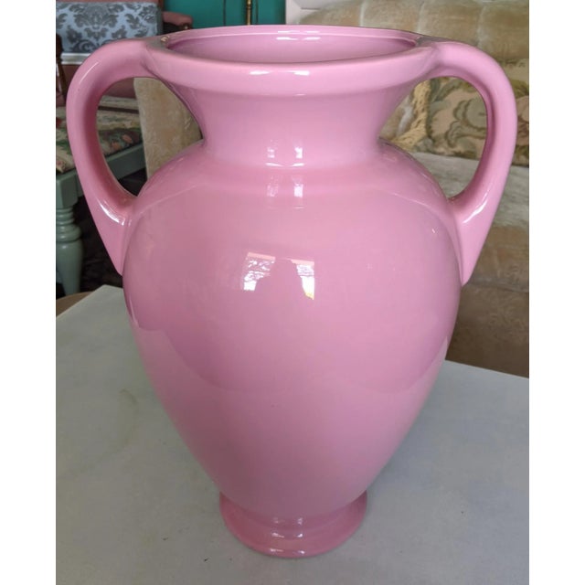 1980s Postmodern Pink Urn Vessel With Handles For Sale - Image 10 of 11