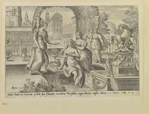 After Adriaen Collae, Bathsheba Receiving David's Letter, Etching, 17th Century