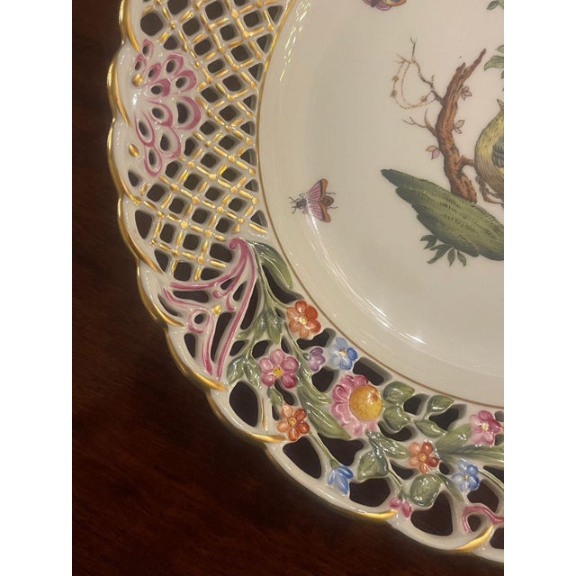 Ceramic Four Herend Porcelain Reticulated Dessert Plates. Hungary, Mid-20th Century. For Sale - Image 7 of 13