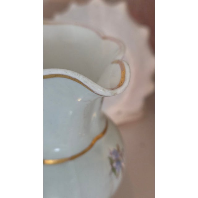 1900s Continental Floral Porcelain Petite Pitcher With Gilt Accents For Sale - Image 12 of 12